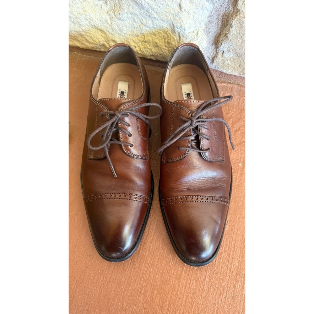 Joseph Abboud Men's Leather Shoes Cap Toe Oxford Tobacco Brown Size 8.5M EUC